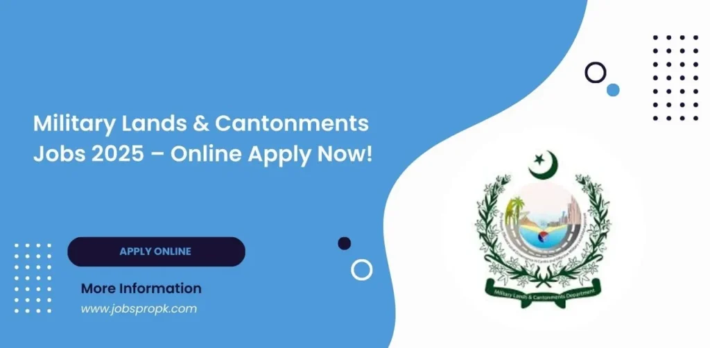 A job advertisement board highlighting opportunities in Military Lands & Cantonments, featuring positions, eligibility criteria, and application details.