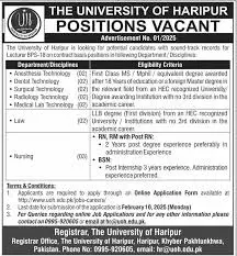 latest University of Haripur jobs. Apply for teaching & non-teaching positions. Check eligibility, deadlines, and application details now.